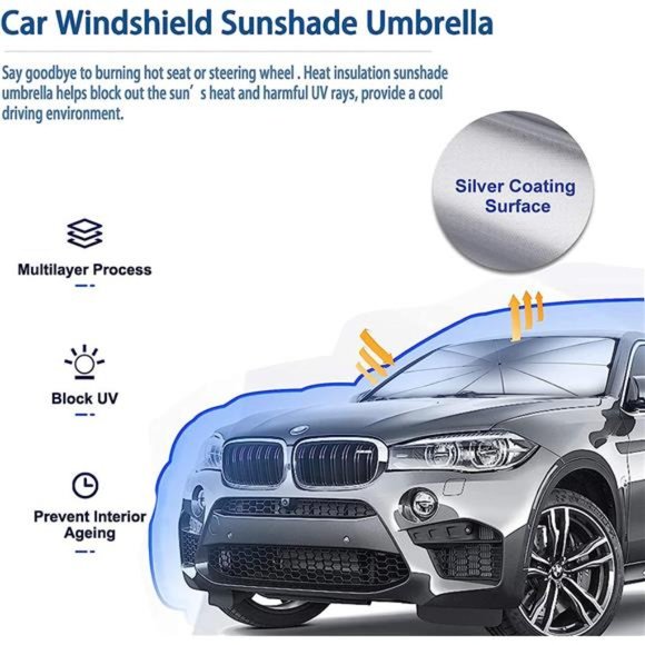 Car Windshield Sunshade Umbrella Foldable Car Sun Visor Front Window Sun Shade - Picture 2 of 7